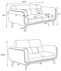 Shania 3-piece Upholstered Low Back Sofa Set Black - 509921-S3