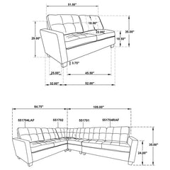 Georgina 4-piece Upholstered Modular Sectional Steel Grey - 551701-SET