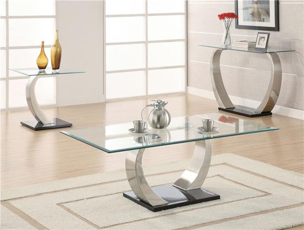 Pruitt Rectangular Glass Top Metal Side End Table Satin - 701237
