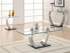 Pruitt Rectangular Glass Top Metal Side End Table Satin - 701237