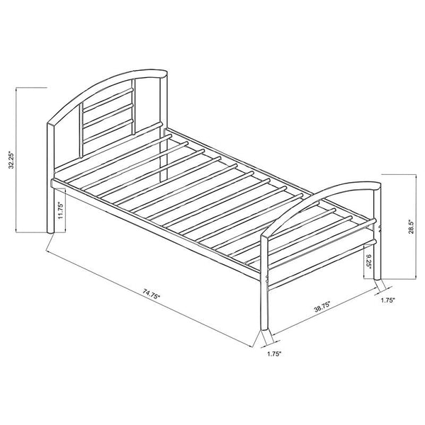 Baines Metal Twin Open Frame Bed Silver - 400159T