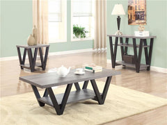 Stevens Engineered Wood End Table Antique Grey and Black - 705397
