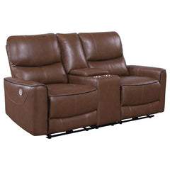 Greenfield 2-piece Power Reclining Sofa Set Saddle Brown - 610264P-S2