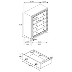 Leighton 5-drawer Bedroom Chest Metallic Mercury - 204925