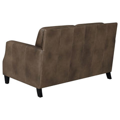 Leaton 3-piece Upholstered Recessed Arm Sofa Set Brown Sugar - 509441-S3