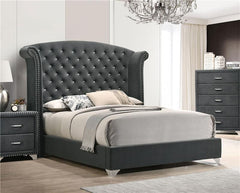 Melody Upholstered Queen Wingback Bed Grey - 223381Q