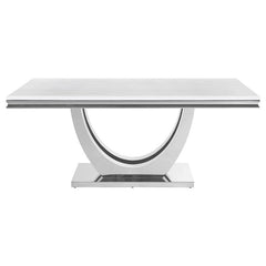 Kerwin Rectangle Faux Marble Top Dining Table White and Chrome - 111101