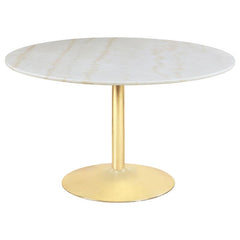 Kella 5-piece Round Marble Top Dining Set Blue and Gold - 192061-S5