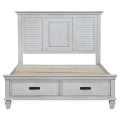 Franco California King Storage Panel Bed Distressed White - 205330KW