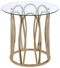 Monett Round Glass Top Side End Table Chocolate Chrome - 708057