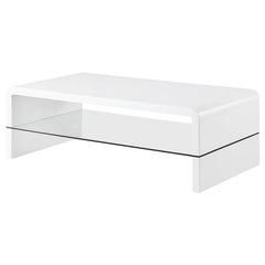Airell Rectangular Coffee Table with Shelf White High Gloss - 703798