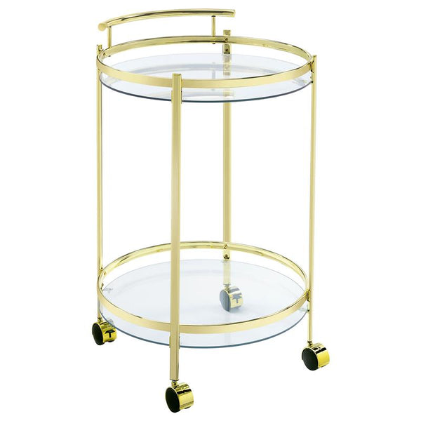 Chrissy 2-tier Round Glass Bar Cart Brass - 181366