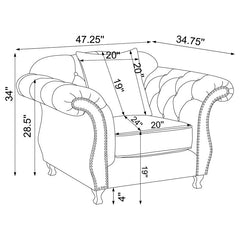 Frostine 3-piece Upholstered Tufted Sofa Set Silver - 551161-S3