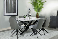 Paulita Rectangular Dining Table White and Gunmetal - 110711