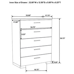 Felicity 5-piece Twin Bedroom Set White High Gloss - 203500T-S5