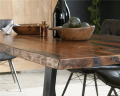 Ditman Live Edge Dining Table Grey Sheesham and Black - 110181