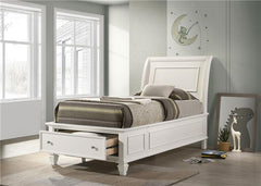 Selena Wood Twin Storage Panel Bed Cream White - 400239T