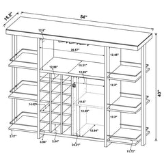 Evelio Bar Unit with Wine Bottle Storage Walnut - 100439