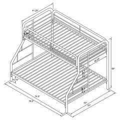 Morgan Metal Twin Over Full Bunk Bed Silver - 2258V