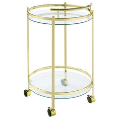 Chrissy 2-tier Round Glass Bar Cart Brass - 181366