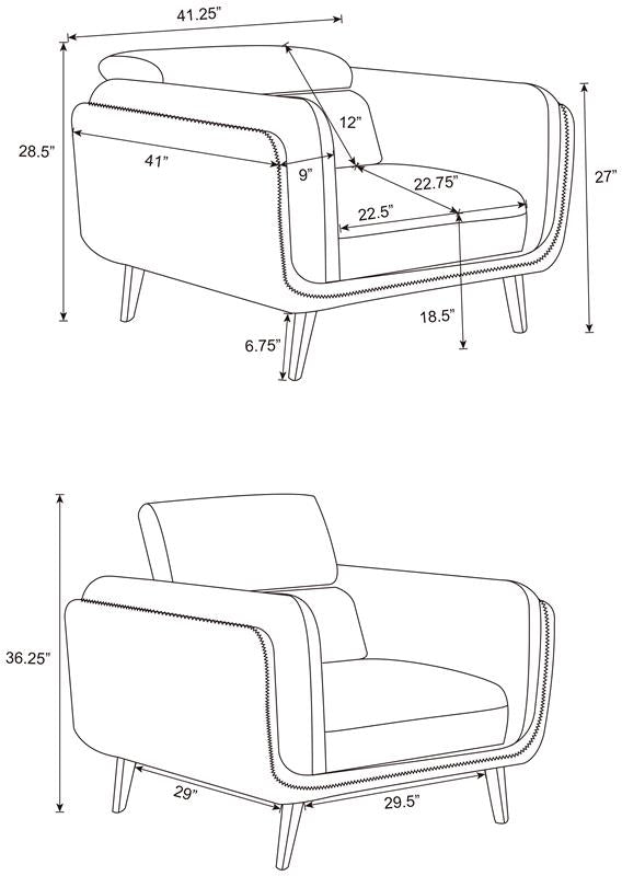 Shania 3-piece Upholstered Low Back Sofa Set Black - 509921-S3