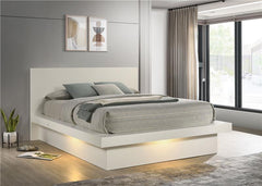 Jessica Wood Queen LED Panel Bed Cream White - 202990Q