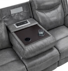 Conrad 2-piece Upholstered Padded Arm Motion Sofa Set Grey - 650354-S2