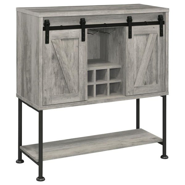 Claremont Sliding Door Bar Cabinet with Lower Shelf Grey Driftwood - 183038