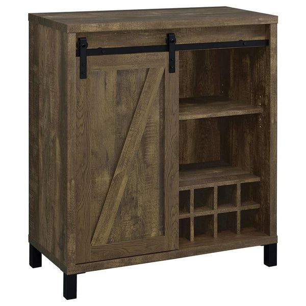Arlington Bar Cabinet with Sliding Door Rustic Oak - 182852