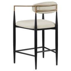 Tina Metal Counter Height Bar Stool with Upholstered Back and Seat Beige (Set of 2) - 121184