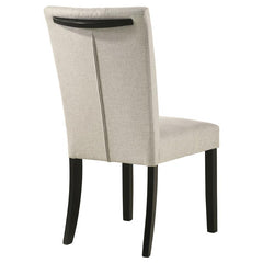 Malia Upholstered Solid Back Dining Side Chair Beige and Black (Set of 2) - 122342