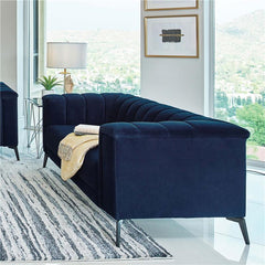 Chalet Upholstered Tuxedo Arm Tufted Loveseat Blue - 509212