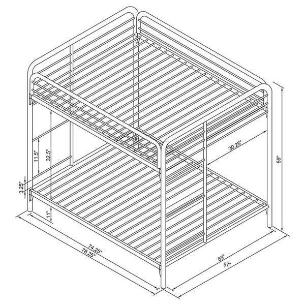 Morgan Metal Full Over Full Bunk Bed Black - 460056K