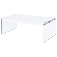 Opal Rectangular Glass Frame Coffee Table White High Gloss - 704148