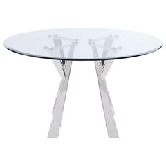 Alaia Round Glass Top Dining Table Clear and Chrome - 190710