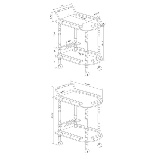 Palmer 2-tier Rectangular Wood Bar Cart Merlot - 3512