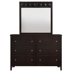 Carlton 6-drawer Rectangular Dresser with Mirror Cappuccino - 202093M
