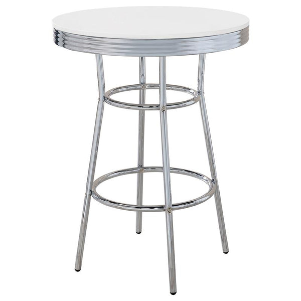 Retro Round 30-inch 1950's Bistro Pub Height Bar Table White - 2300