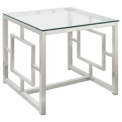 Merced Square Glass Top Side End Table Nickel - 703737