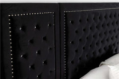 Hailey Upholstered Eastern King Wall Panel Bed Black - 315925KE-SP