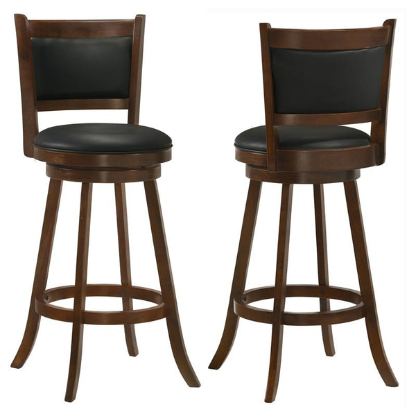 Broxton Upholstered Swivel Bar Stools Chestnut and Black (Set of 2) - 101920