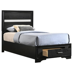 Miranda Wood Twin Storage Panel Bed Black - 206361T