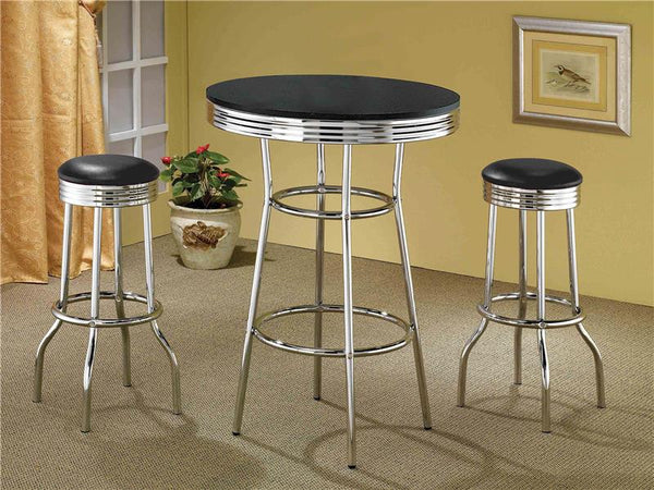 Retro Round 30-inch 1950's Bistro Pub Height Bar Table Black - 2405