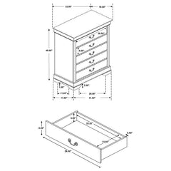 Louis Philippe 5-drawer Chest White - 204695