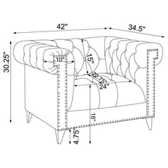 Bleker 3-piece Upholstered Tuxedo Arm Tufted Sofa Set Blue - 509481-S3