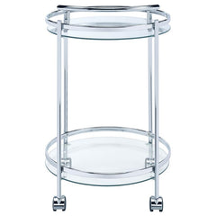 Chrissy 2-tier Round Glass Bar Cart Chrome - 181367