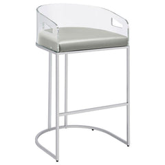 Thermosolis Acrylic Back Bar Stools Grey and Chrome (Set of 2) - 183406