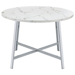 Alcott Round Faux Carrara Marble Top Dining Table Chrome - 120400