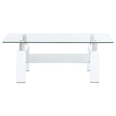 Dyer 1-shelf Rectangular Glass Top Coffee Table White - 703438