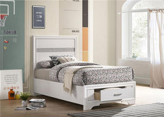 Miranda Wood Twin Storage Panel Bed White - 205111T